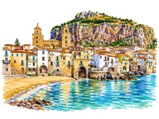 Original Cefalu Sicily Italy Drawing