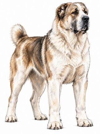 Original Central Asian Shepherd Dog Drawing