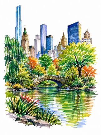 Original Central Park Manhattan New York USA Drawing