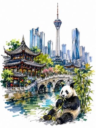 Original Chengdu China Drawing