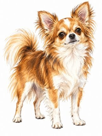 Original Chihuahua Long Coat Dog Drawing
