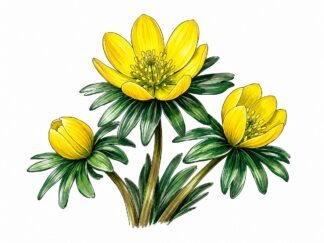 Original Christmas Aconite Drawing