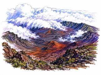Original Haleakala Volcanic Crater, Haleakala National Park, Hawaii, USA Drawing