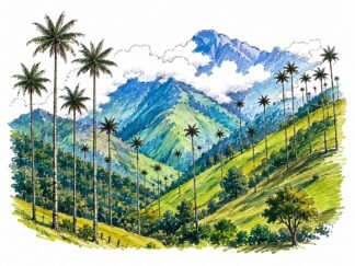 Original Cocora Valley Colombia Drawing
