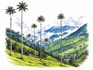 Original Cocora Valley Colombia Drawing