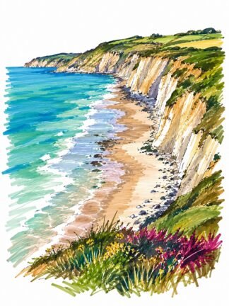 Original Compton Bay Isle of Wight England Drawing