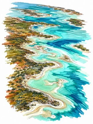 Original Convoluted Coast Shark Bay Australia Drawing