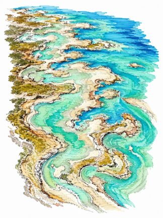 Original Convoluted Coast Shark Bay Australia Drawing