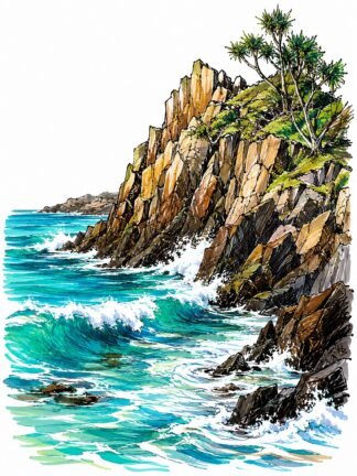 Original Crags Queensland Australia Drawing