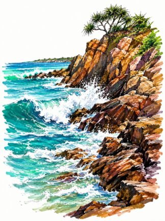 Original Crags Queensland Australia Drawing