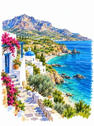 Original Crete Greece Drawing
