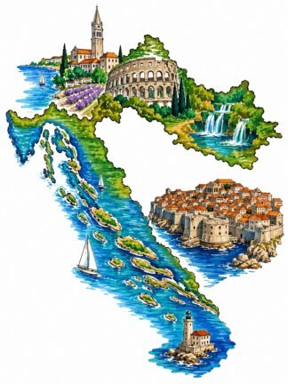 Original Croatia Drawing