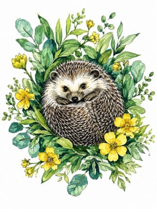 Original Curled Hedgehog Drawing
