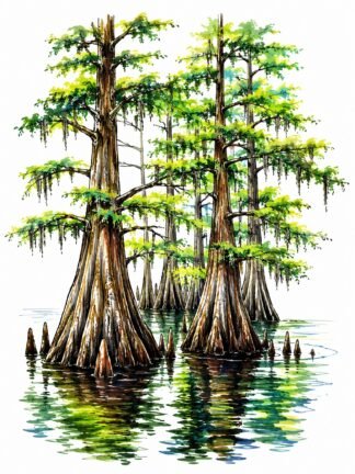 Original Cypress trees in George L. Smith State Park Georgia USA Drawing