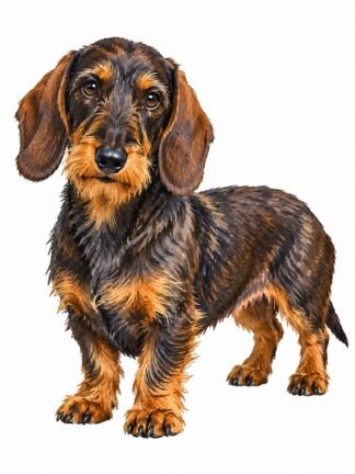 Original Dachshund Kaninchen Wire Haired Dog Drawing