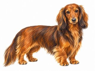 Original Dachshund Long Haired Dog Drawing