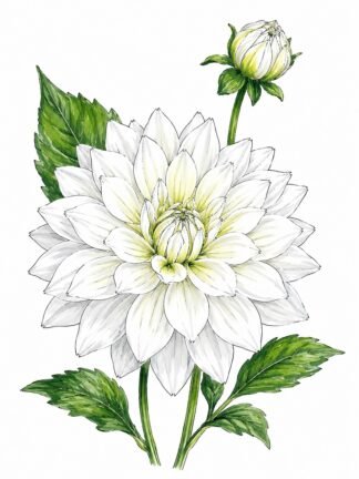 Original Dahlia Drawing