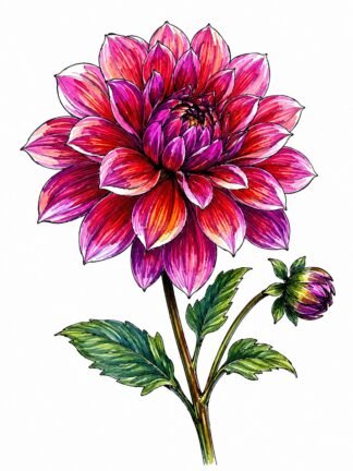 Original Dahlia Drawing