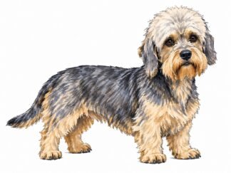 Original Dandie Dinmont Terrier Dog Drawing