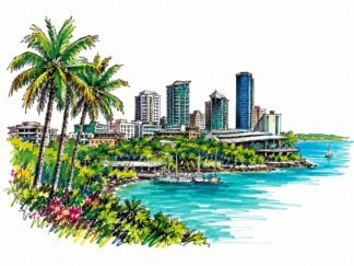 Original Darwin Australia Drawing