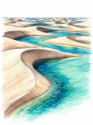 Original Deluged Dunes Brazil Drawing