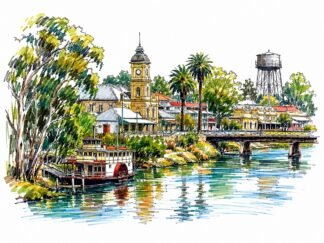 Original Deniliquin Australia Drawing