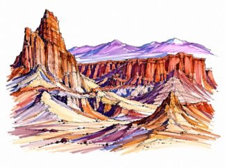 Original Desert Rock Formations Atacama Desert Chile Drawing