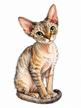 Original Devon Rex Cat Drawing