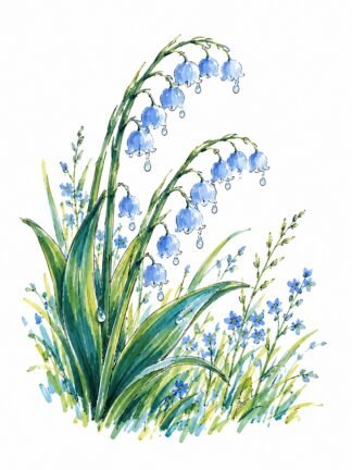 Original Dewy Bluebell Meadow Drawing