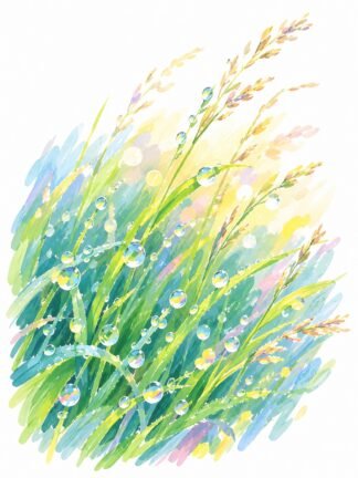 Original Dewy Meadow in Morning Light Drawing