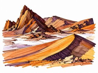 Original Dry Desert Sand Dune Rock Formations Atacama Desert Chile Drawing