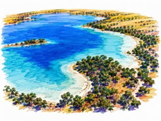 Original Dumbleyung Lake Australia Drawing