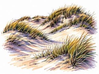 Original Dunes with Grass Denmark Drawing