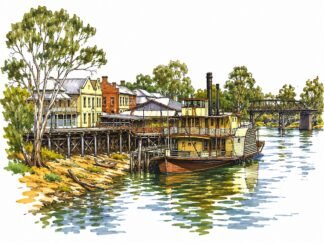 Original Echuca Australia Drawing