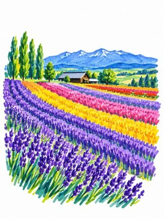 Original Farm Tomita Furano Japan Drawing