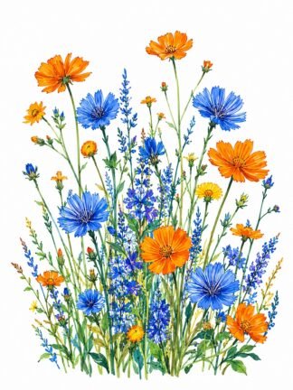 Original Flowers Meadow Drawing