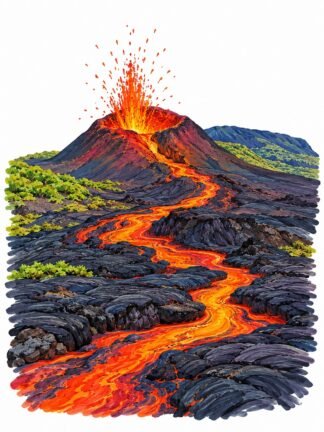 Original Formica Leo Volcano Piton de la Fournaise Reunion Island Drawing