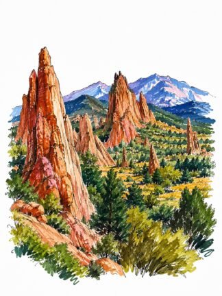 Original Garden of the Gods Park in Colorado Springs USA Drawing