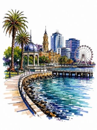 Original Geelong Australia Drawing