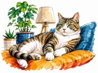 Original Cat Relax Drawing