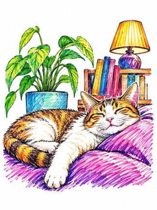 Original Cat Relax Drawing